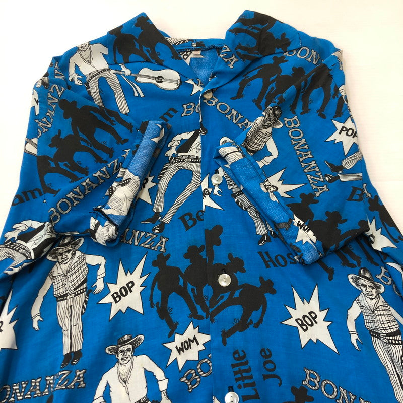 【中古品】【メンズ】 UNKNOWN USED 50’s～60’s ITALIAN COLLAR LOGO SHIRT VINTAGE 50～60年代 イタリアンカラー ロゴ シャツ 半袖 トップス ヴィンテージ 145-250806-KS-13-tei サイズ：48 カラー：ブルー 万代Net店
