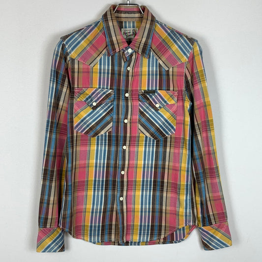 【中古品】【メンズ】 HYSTERIC GLAMOUR ヒステリックグラマー HEAVY FLANNEL WESTERN CHECK L/S SHIRT ヘビー フランネル ウエスタン チェック ロングスリーブ シャツ 長袖 トップス 140-260124-yy-16-tei サイズ：S カラー：マルチカラー 万代Net店