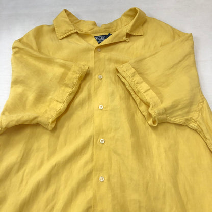 【中古品】【メンズ】 Polo by Ralph Lauren ポロバイラルフローレン LINEN OPEN COLLAR SHIRT リネン オープンカラー シャツ 半袖 トップス 147-250808-yo-31-tei サイズ：XL カラー：イエロー 万代Net店