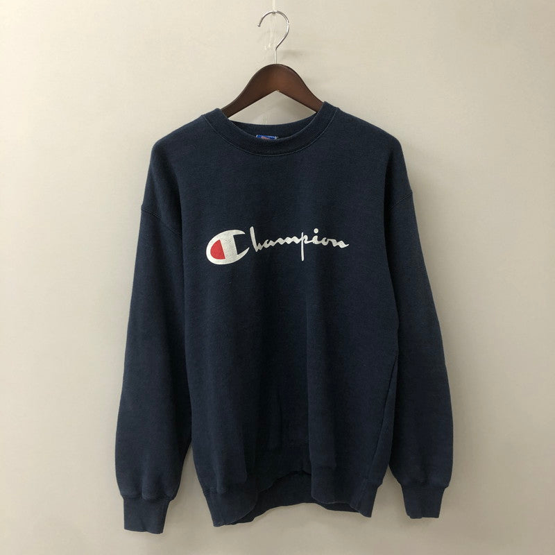 【中古品】【メンズ】 Champion チャンピオン 90’s LOGO PRINT CREWNECK SWEAT MADE IN USA 90年代 ロゴプリント クルーネックスウェット USA製 トップス トレーナー 145-250810-ts-19-tei サイズ：M カラー：ネイビー 万代Net店