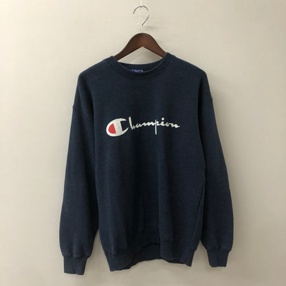【中古品】【メンズ】 Champion チャンピオン 90’s LOGO PRINT CREWNECK SWEAT MADE IN USA 90年代 ロゴプリント クルーネックスウェット USA製 トップス トレーナー 145-250810-ts-19-tei サイズ：M カラー：ネイビー 万代Net店