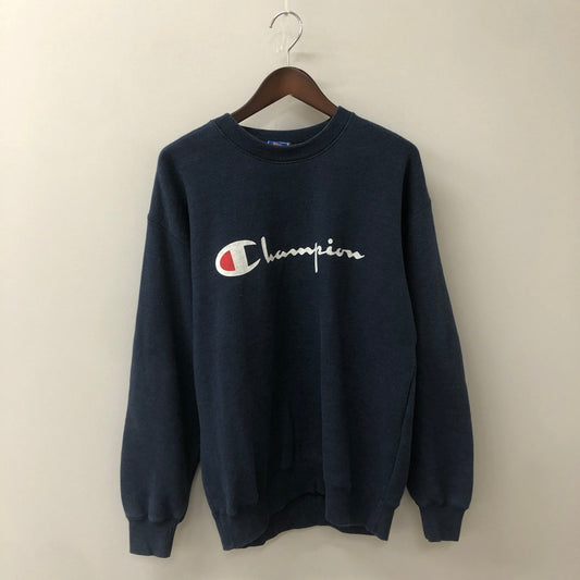 【中古品】【メンズ】 Champion チャンピオン 90’s LOGO PRINT CREWNECK SWEAT MADE IN USA 90年代 ロゴプリント クルーネックスウェット USA製 トップス トレーナー 145-250810-ts-19-tei サイズ：M カラー：ネイビー 万代Net店