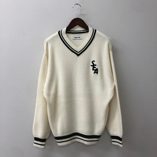 【中古品】【メンズ】 WIND AND SEA ウィンダンシー TILDEN KNIT WDS-O-TRAD-23-Q1-KN-01 チルデン ニット 長袖 トップス セーター 142-250813-yo-25-tei サイズ：M カラー：ホワイト 万代Net店