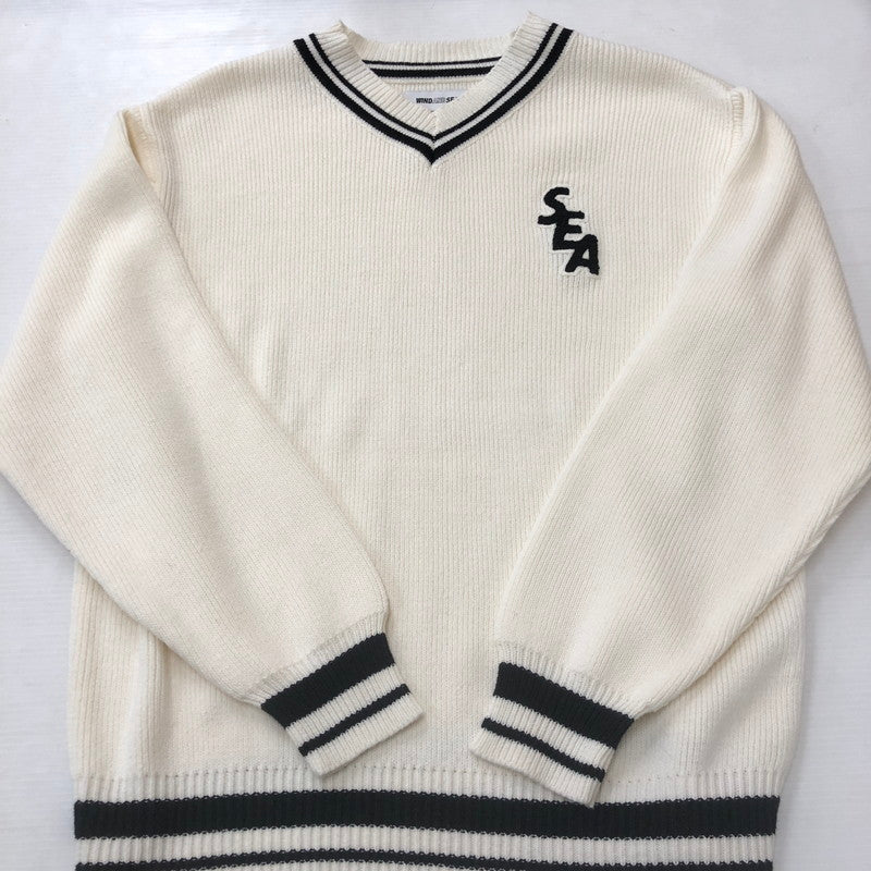【中古品】【メンズ】 WIND AND SEA ウィンダンシー TILDEN KNIT WDS-O-TRAD-23-Q1-KN-01 チルデン ニット 長袖 トップス セーター 142-250813-yo-25-fuz サイズ：M カラー：ホワイト 万代Net店