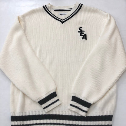 【中古品】【メンズ】 WIND AND SEA ウィンダンシー TILDEN KNIT WDS-O-TRAD-23-Q1-KN-01 チルデン ニット 長袖 トップス セーター 142-250813-yo-25-fuz サイズ：M カラー：ホワイト 万代Net店