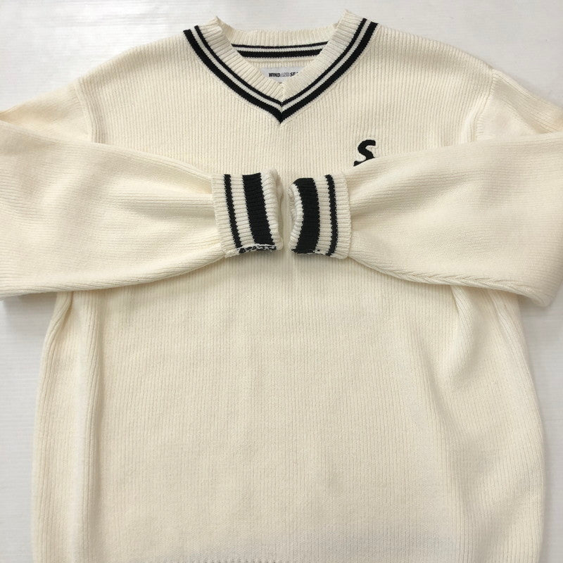 【中古品】【メンズ】 WIND AND SEA ウィンダンシー TILDEN KNIT WDS-O-TRAD-23-Q1-KN-01 チルデン ニット 長袖 トップス セーター 142-250813-yo-25-fuz サイズ：M カラー：ホワイト 万代Net店