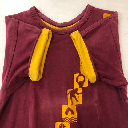 【現状渡し品】【メンズ】 Champion チャンピオン 70’s PICTOGRAM REVERSIBLE S/S TEE VINTAGE 70年代 ピクトグラム リバーシブル ショートスリーブ Tシャツ 半袖 トップス ヴィンテージ 145-250820-KS-17-tei サイズ：M カラー：ボルドー/イエロー 万代Net店