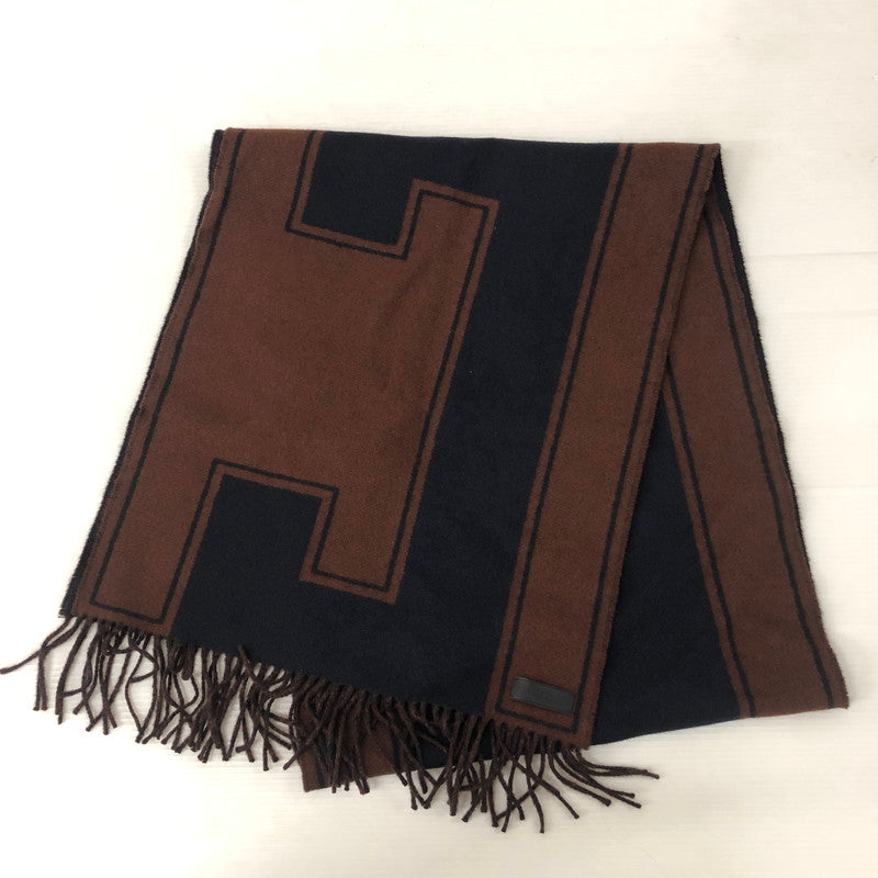 【中古品】【レディース】 HERMES エルメス 24AW Casaque Clefs de H カサック クレフ ドゥ アッシュ ストール マフラー 183-250818-KS-01-tei カラー：cacao/bleu marine 万代Net店