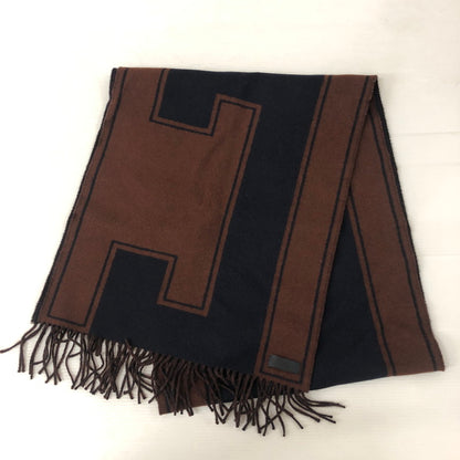 【中古品】【レディース】 HERMES エルメス 24AW Casaque Clefs de H カサック クレフ ドゥ アッシュ ストール マフラー 183-250818-KS-01-tei カラー：cacao/bleu marine 万代Net店