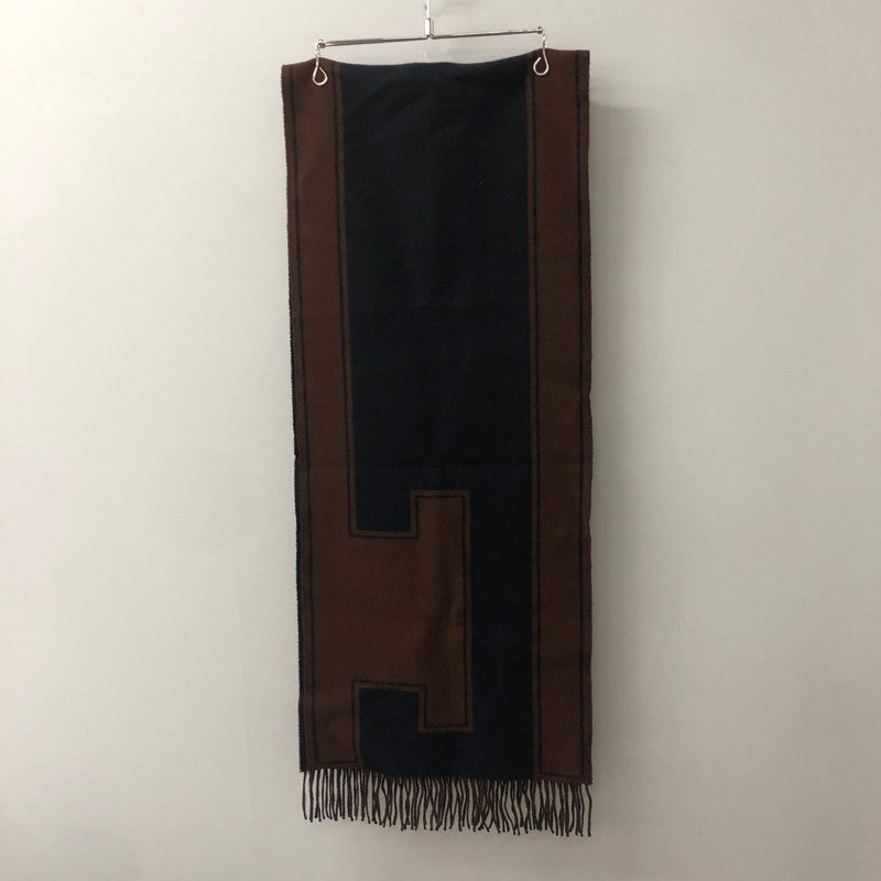 【中古品】【レディース】 HERMES エルメス 24AW Casaque Clefs de H カサック クレフ ドゥ アッシュ ストール マフラー 183-250818-KS-01-tei カラー：cacao/bleu marine 万代Net店