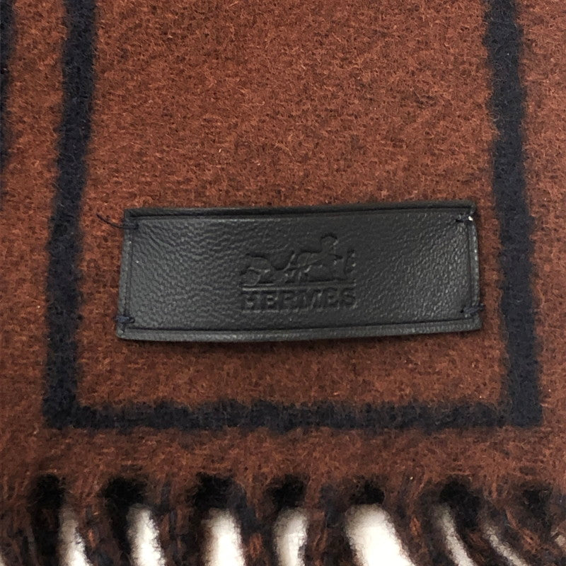 【中古品】【レディース】 HERMES エルメス 24AW Casaque Clefs de H カサック クレフ ドゥ アッシュ ストール マフラー 183-250818-KS-01-tei カラー：cacao/bleu marine 万代Net店