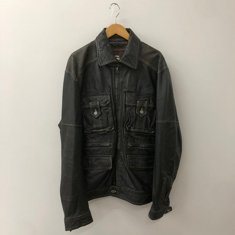 【現状渡し品】【メンズ】 BERIK REVOLUTION ベリックレボリューション LEATHER JACKET レザージャケット アウター ライダース 145-250825-KS-24-tei サイズ：L カラー：ブラック 万代Net店
