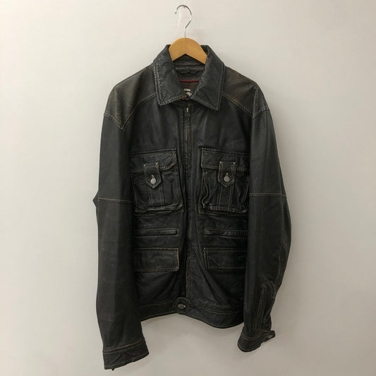 【現状渡し品】【メンズ】 BERIK REVOLUTION ベリックレボリューション LEATHER JACKET レザージャケット アウター ライダース 145-250825-KS-24-tei サイズ：L カラー：ブラック 万代Net店