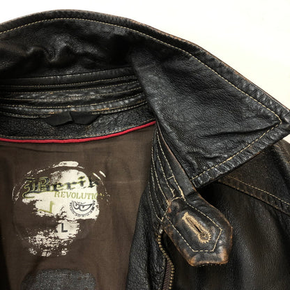【現状渡し品】【メンズ】 BERIK REVOLUTION ベリックレボリューション LEATHER JACKET レザージャケット アウター ライダース 145-250825-KS-24-tei サイズ：L カラー：ブラック 万代Net店