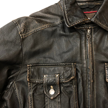 【現状渡し品】【メンズ】 BERIK REVOLUTION ベリックレボリューション LEATHER JACKET レザージャケット アウター ライダース 145-250825-KS-24-tei サイズ：L カラー：ブラック 万代Net店