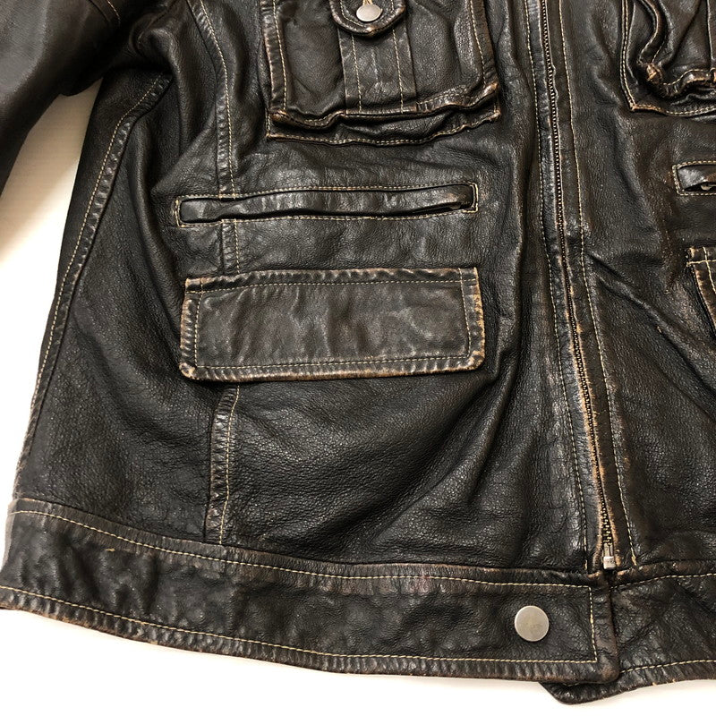【現状渡し品】【メンズ】 BERIK REVOLUTION ベリックレボリューション LEATHER JACKET レザージャケット アウター ライダース 145-250825-KS-24-tei サイズ：L カラー：ブラック 万代Net店