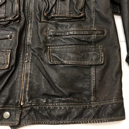 【現状渡し品】【メンズ】 BERIK REVOLUTION ベリックレボリューション LEATHER JACKET レザージャケット アウター ライダース 145-250825-KS-24-tei サイズ：L カラー：ブラック 万代Net店