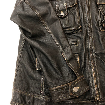 【現状渡し品】【メンズ】 BERIK REVOLUTION ベリックレボリューション LEATHER JACKET レザージャケット アウター ライダース 145-250825-KS-24-tei サイズ：L カラー：ブラック 万代Net店
