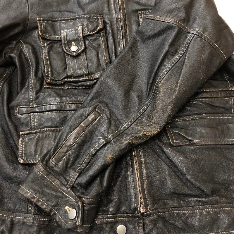 【現状渡し品】【メンズ】 BERIK REVOLUTION ベリックレボリューション LEATHER JACKET レザージャケット アウター ライダース 145-250825-KS-24-tei サイズ：L カラー：ブラック 万代Net店