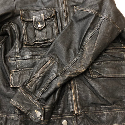 【現状渡し品】【メンズ】 BERIK REVOLUTION ベリックレボリューション LEATHER JACKET レザージャケット アウター ライダース 145-250825-KS-24-tei サイズ：L カラー：ブラック 万代Net店
