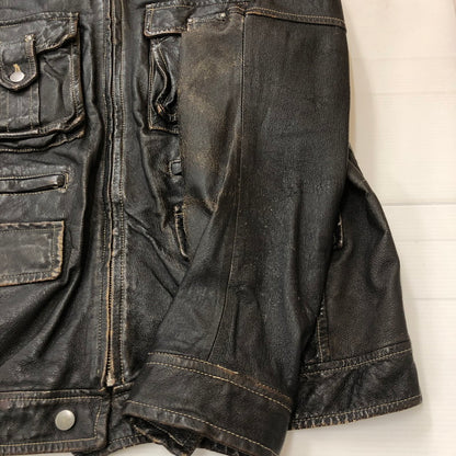 【現状渡し品】【メンズ】 BERIK REVOLUTION ベリックレボリューション LEATHER JACKET レザージャケット アウター ライダース 145-250825-KS-24-tei サイズ：L カラー：ブラック 万代Net店