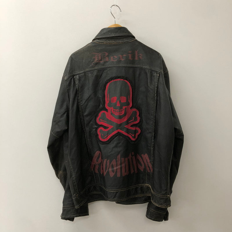 【現状渡し品】【メンズ】 BERIK REVOLUTION ベリックレボリューション LEATHER JACKET レザージャケット アウター ライダース 145-250825-KS-24-tei サイズ：L カラー：ブラック 万代Net店