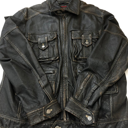 【現状渡し品】【メンズ】 BERIK REVOLUTION ベリックレボリューション LEATHER JACKET レザージャケット アウター ライダース 145-250825-KS-24-tei サイズ：L カラー：ブラック 万代Net店