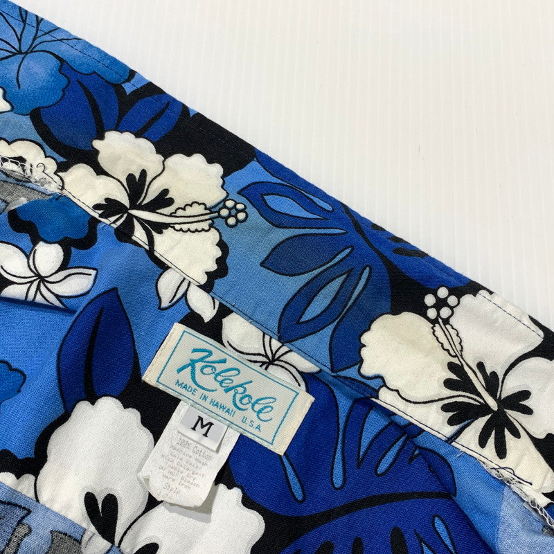 【中古品】【メンズ】 KOLEKOLE コレコレ 90’s ALOHA SHIRT 104 90年代 アロハシャツ 半袖 トップス ハイビスカス 145-260703-yo-08-tei サイズ：M カラー：ブルー 万代Net店