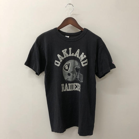 【現状渡し品】【メンズ】 Champion チャンピオン 80's OAKLAND RAIDERS S/S TEE VINTAGE 80年代 オークランド ライダース ショートスリーブ Tシャツ 半袖 トップス トリコタグ ヴィンテージ 145-250823-yo-16-tei サイズ：M カラー：ブラック 万代Net店