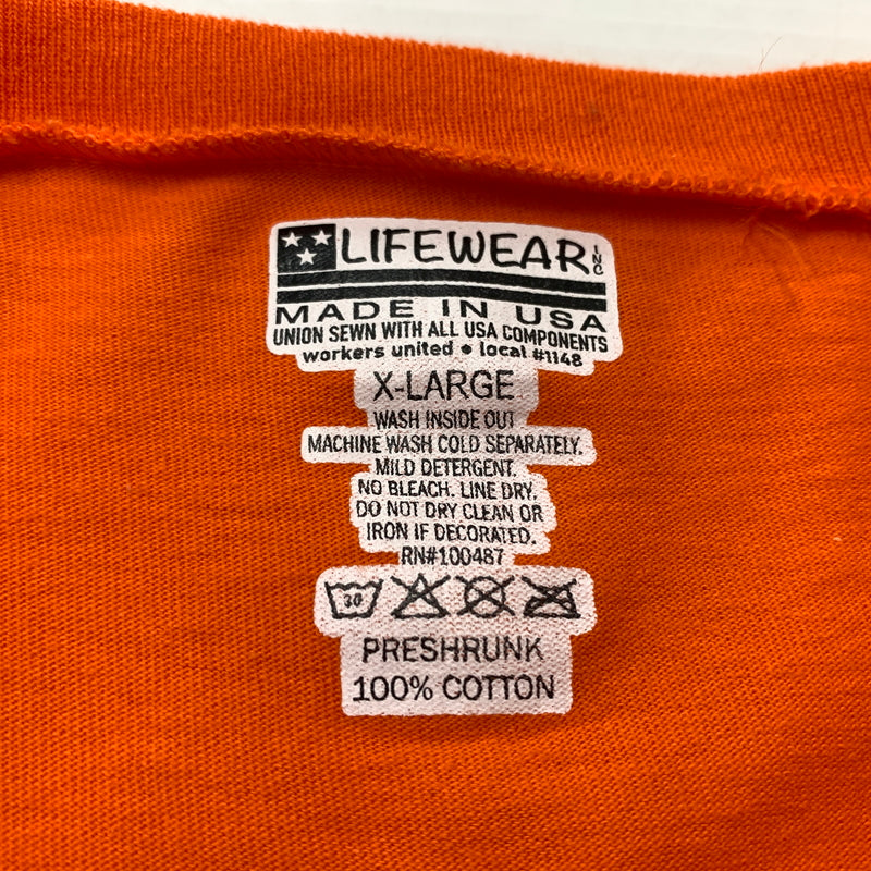 【中古品】【メンズ】 LIFEWEAR ライフウェア THE SHOEGAZER LOGO TEE シューゲイザー 刺しゅう ロゴ Tシャツ 長袖 トップス 145-260806-yo-05-tei サイズ：XL カラー：オレンジ 万代Net店