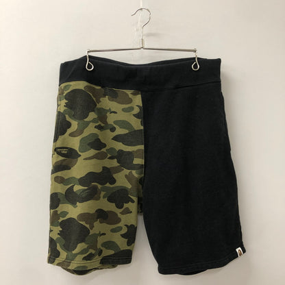 【中古品】【メンズ】 A BATHING APE アベイシングエイプ 1ST CAMO BACK SHARK SWEAT SHORTS ファースト カモ バック シャーク スウェット ショーツ ボトムス ハーフパンツ 153-250823-yo-27-tei サイズ：XL カラー：ブラック/カモ 万代Net店