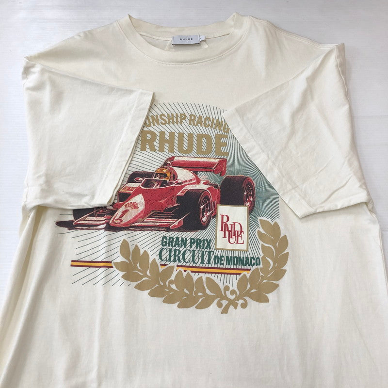 【中古品】【メンズ】 RHUDE ルード CHAMPIONSHIP RACING TEAM PODIUM TEE S/S チャンピオンシップ レーシング チーム ポディウム Tシャツ ショートスリーブ トップス 半袖 141-250824-ts-06-tei サイズ：L カラー：アイボリー 万代Net店