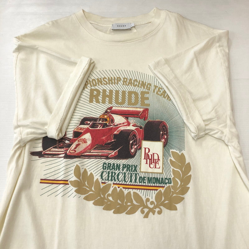 【中古品】【メンズ】 RHUDE ルード CHAMPIONSHIP RACING TEAM PODIUM TEE S/S チャンピオンシップ レーシング チーム ポディウム Tシャツ ショートスリーブ トップス 半袖 141-250824-ts-06-tei サイズ：L カラー：アイボリー 万代Net店