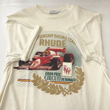 【中古品】【メンズ】 RHUDE ルード CHAMPIONSHIP RACING TEAM PODIUM TEE S/S チャンピオンシップ レーシング チーム ポディウム Tシャツ ショートスリーブ トップス 半袖 141-250824-ts-06-tei サイズ：L カラー：アイボリー 万代Net店