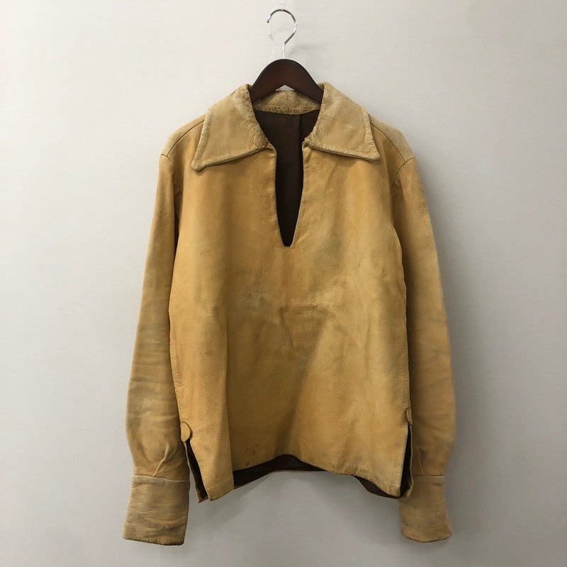 【現状渡し品】【メンズ】 UNKOWN USED LEATHER PULLOVER SHIRT レザー プルオーバー シャツ ライトアウター 145-250910-KS-14-tei サイズ：表記無し カラー：ベージュ 万代Net店