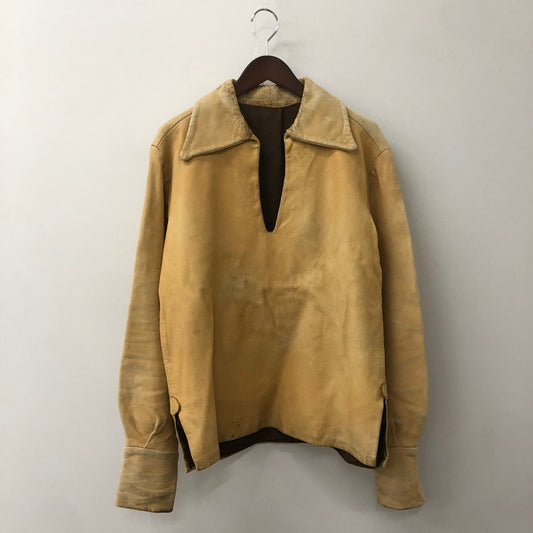 【現状渡し品】【メンズ】 UNKOWN USED LEATHER PULLOVER SHIRT レザー プルオーバー シャツ ライトアウター 145-250910-KS-14-tei サイズ：表記無し カラー：ベージュ 万代Net店