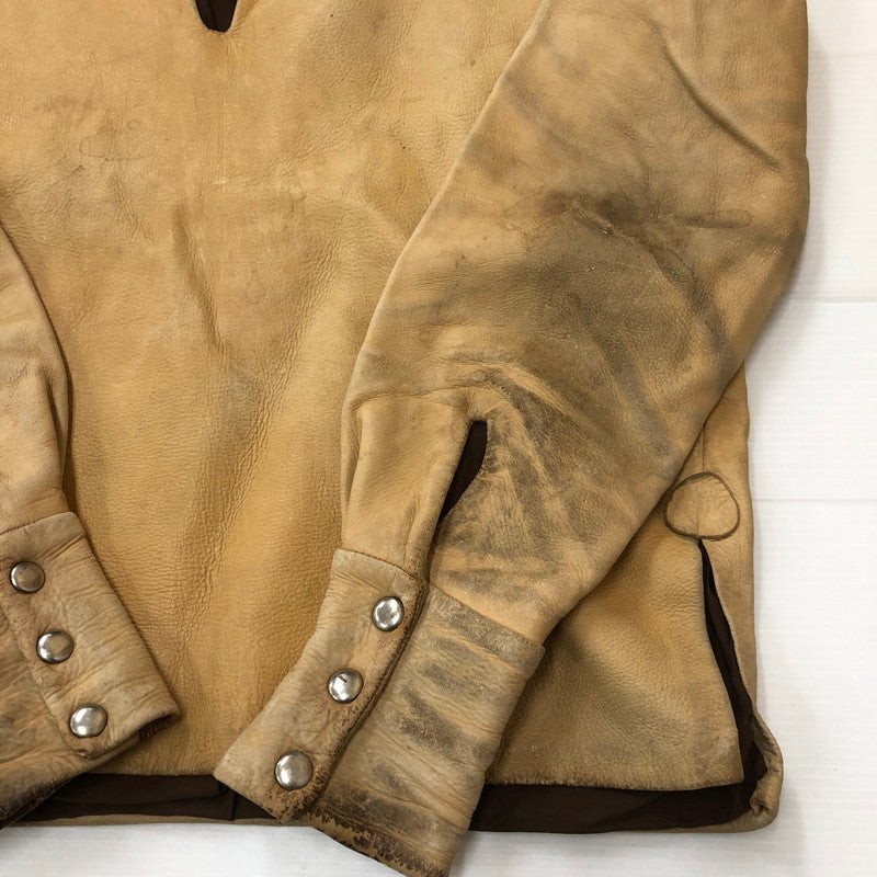【現状渡し品】【メンズ】 UNKOWN USED LEATHER PULLOVER SHIRT レザー プルオーバー シャツ ライトアウター 145-250910-KS-14-tei サイズ：表記無し カラー：ベージュ 万代Net店