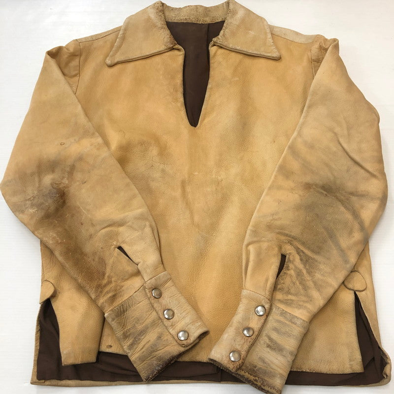 【現状渡し品】【メンズ】 UNKOWN USED LEATHER PULLOVER SHIRT レザー プルオーバー シャツ ライトアウター 145-250910-KS-14-tei サイズ：表記無し カラー：ベージュ 万代Net店
