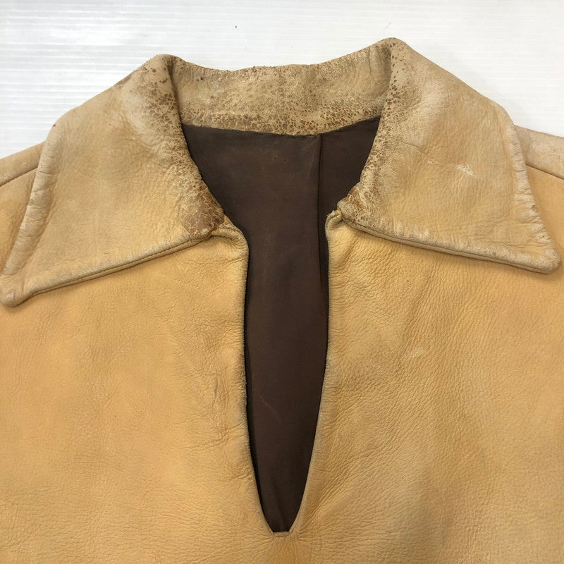 【現状渡し品】【メンズ】 UNKOWN USED LEATHER PULLOVER SHIRT レザー プルオーバー シャツ ライトアウター 145-250910-KS-14-tei サイズ：表記無し カラー：ベージュ 万代Net店