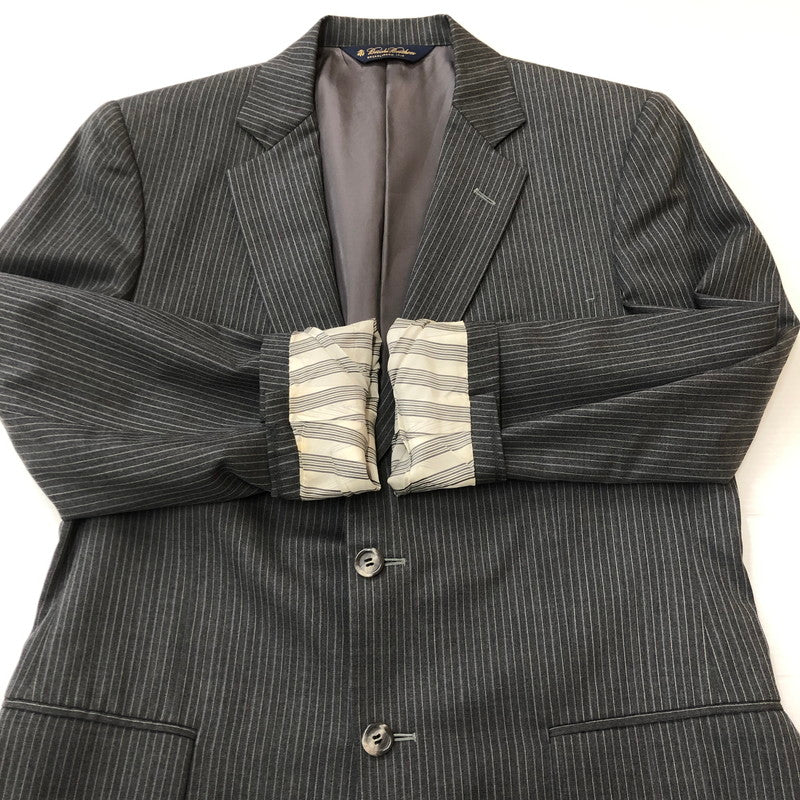 【中古品】【メンズ】 Brooks Brothers ブルックスブラザーズ SUMMER WOOL STRIPED JACKET 19-01-680203-54 サマーウール ストライプ ジャケット ライトアウター テーラードジャケット 145-250910-KS-16-tei サイズ：38 カラー：グレー 万代Net店