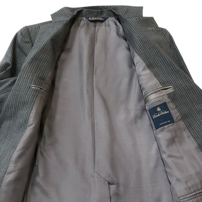 【中古品】【メンズ】 Brooks Brothers ブルックスブラザーズ SUMMER WOOL STRIPED JACKET 19-01-680203-54 サマーウール ストライプ ジャケット ライトアウター テーラードジャケット 145-250910-KS-16-tei サイズ：38 カラー：グレー 万代Net店