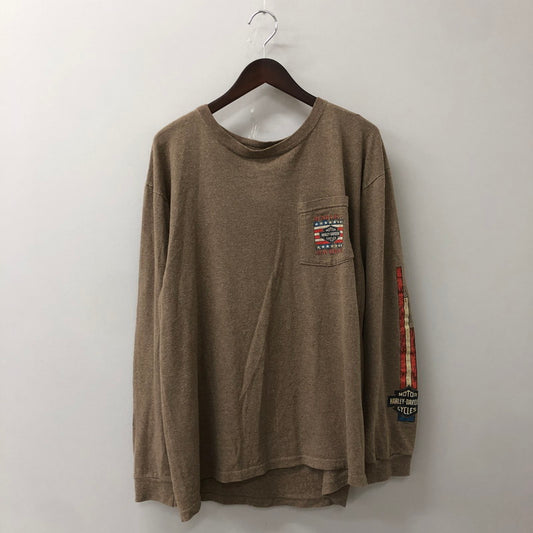 【中古品】【メンズ】 HARLEY DAVIDSON ハーレーダビッドソン 90’s BACK LOGO PRINT L/S TEE 90年代 バック ロゴプリント ロングスリーブ Tシャツ 長袖 トップス USA製 145-250825-KS-20-tei サイズ：L カラー：ベージュ 万代Net店