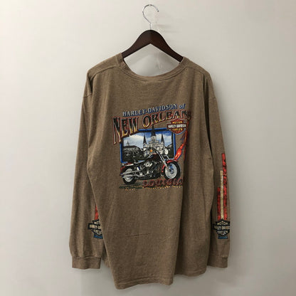 【中古品】【メンズ】 HARLEY DAVIDSON ハーレーダビッドソン 90’s BACK LOGO PRINT L/S TEE 90年代 バック ロゴプリント ロングスリーブ Tシャツ 長袖 トップス USA製 145-250825-KS-20-tei サイズ：L カラー：ベージュ 万代Net店
