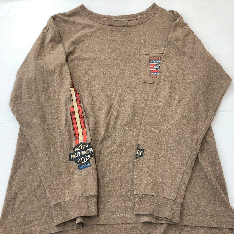 【中古品】【メンズ】 HARLEY DAVIDSON ハーレーダビッドソン 90’s BACK LOGO PRINT L/S TEE 90年代 バック ロゴプリント ロングスリーブ Tシャツ 長袖 トップス USA製 145-250825-KS-20-tei サイズ：L カラー：ベージュ 万代Net店