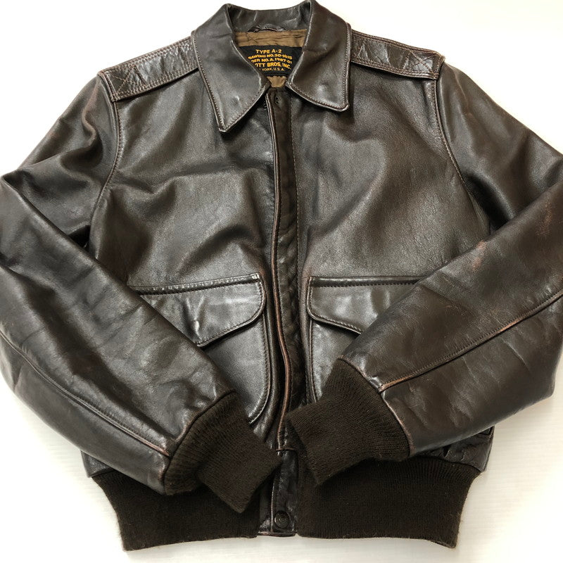 【現状渡し品】【メンズ】 schott ショット 80’s A-2 FLIGHT LEATHER JACKET VINTAGE 30-1415 80年代 エーツー フライト レザージャケット ヴィンテージ アウター USA製 145-250825-KS-23-tei サイズ：38 カラー：ブラウン 万代Net店