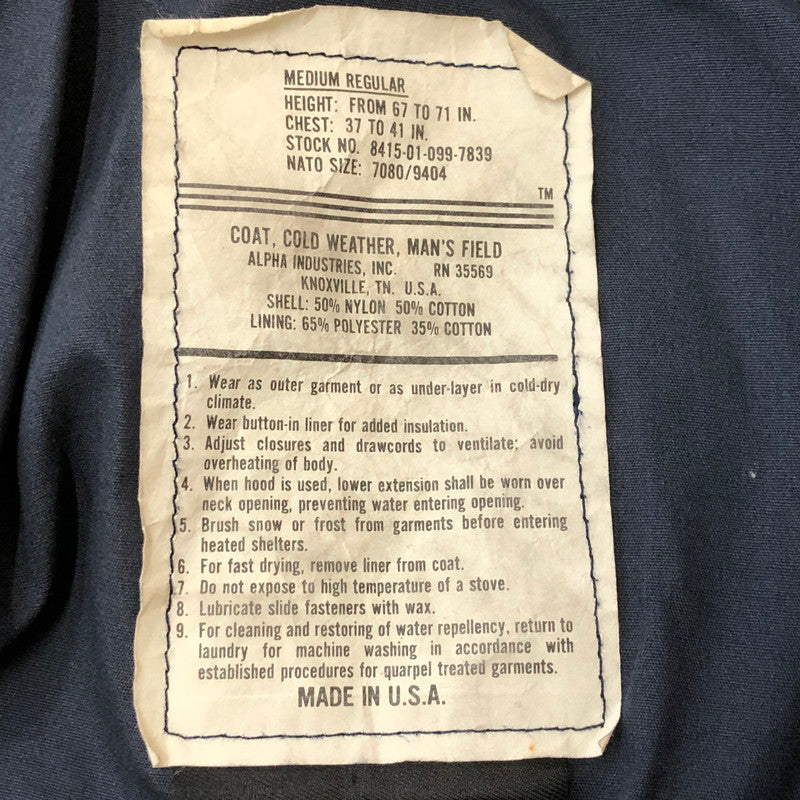 【中古品】【メンズ】 ALPHA INDUSTRIES アルファインダストリーズ M-65 COLD WEATHER FIELD COAT 8415-01-099-7839 M-65 コールドウォーター フィールド コート アウター USA製 145-250829-KS-17-tei サイズ：M-R カラー：ネイビー 万代Net店