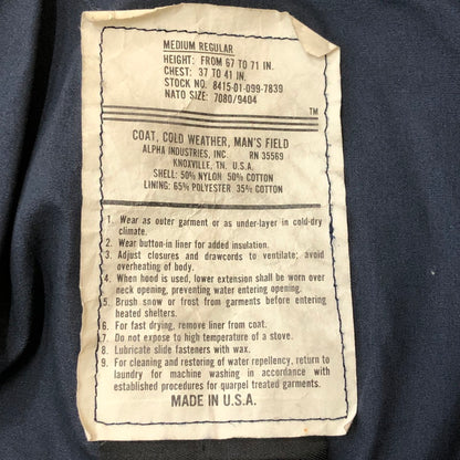 【中古品】【メンズ】 ALPHA INDUSTRIES アルファインダストリーズ M-65 COLD WEATHER FIELD COAT 8415-01-099-7839 M-65 コールドウォーター フィールド コート アウター USA製 145-250829-KS-17-tei サイズ：M-R カラー：ネイビー 万代Net店