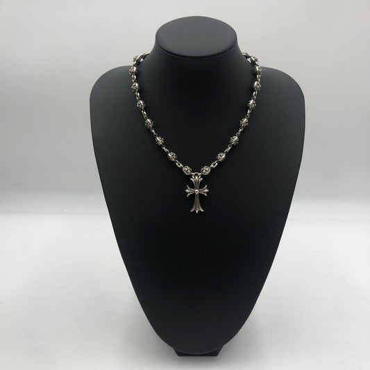【中古品】【メンズ】 CHROME HEARTS クロムハーツ 1B TNY CHAIN CROSS NECKLACE ワンボール タイニー チェイン クロス ネックレス アクセサリー 190-250904-KS-12-tei カラー：シルバー 万代Net店