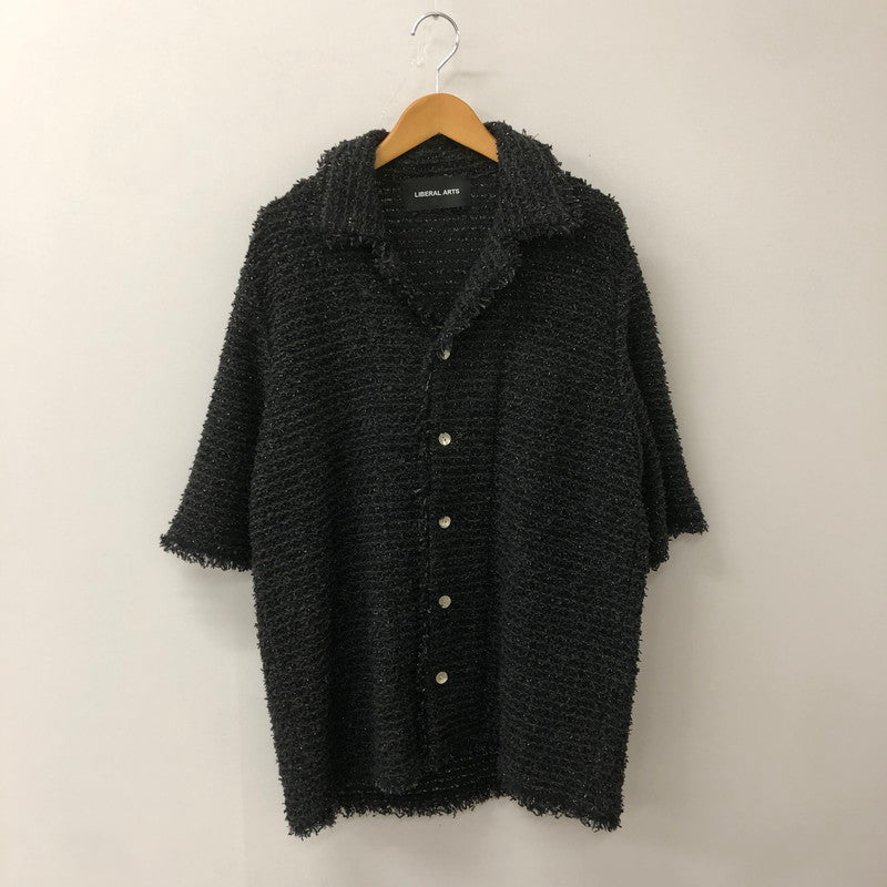 【中古品】【メンズ】 LIBERAL ARTS リベラル アーツ TWEED S/S SHIRT LA-05-03-0223 ツイード ショートスリーブ シャツ トップス 142-250915-ts-02-tei サイズ：M カラー：ブラック 万代Net店
