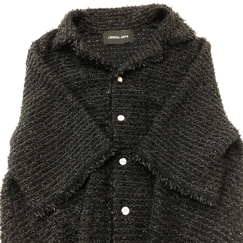 【中古品】【メンズ】 LIBERAL ARTS リベラル アーツ TWEED S/S SHIRT LA-05-03-0223 ツイード ショートスリーブ シャツ トップス 142-250915-ts-02-tei サイズ：M カラー：ブラック 万代Net店